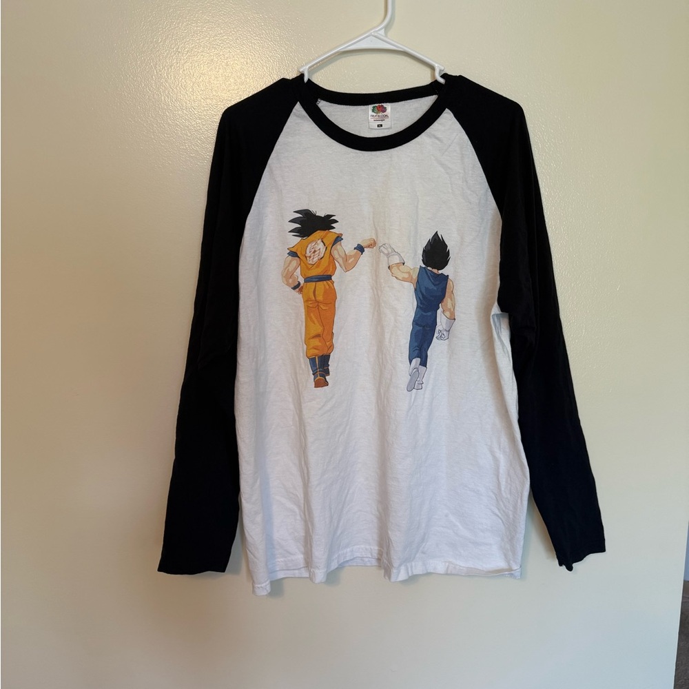 Fruit of the Loom Black and White Long Sleeve Anime Tee